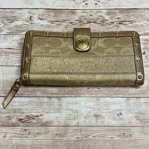 Coach Gold and Tan legacy y2k Wallet